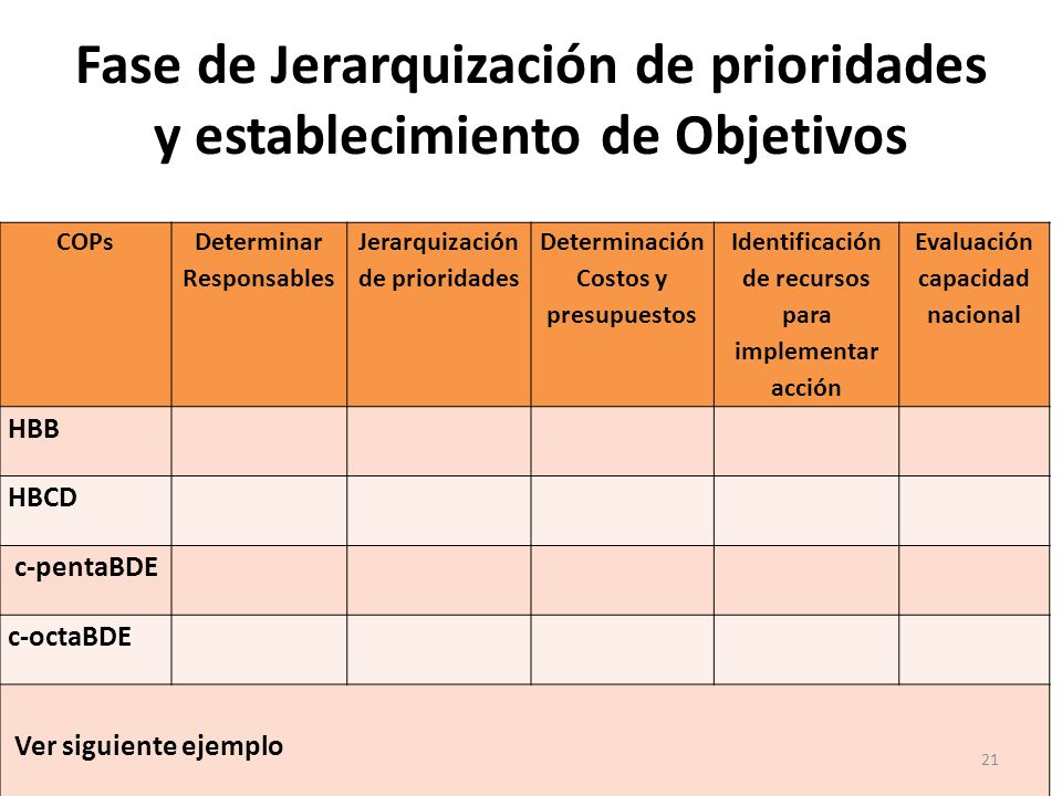 Fase de Jerarquización de prioridades y establecimiento de Objetivos