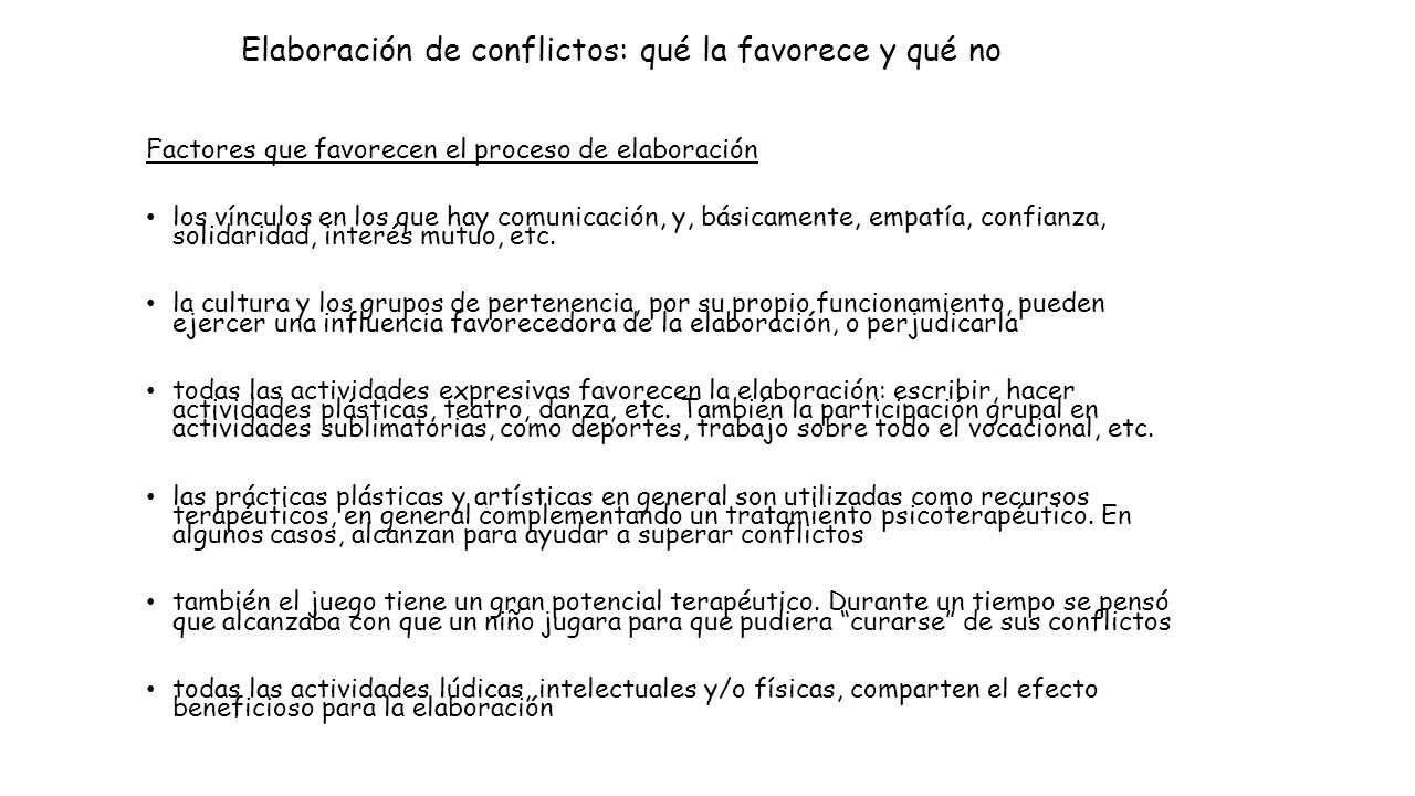 Elaboración de conflictos: qué la favorece y qué no