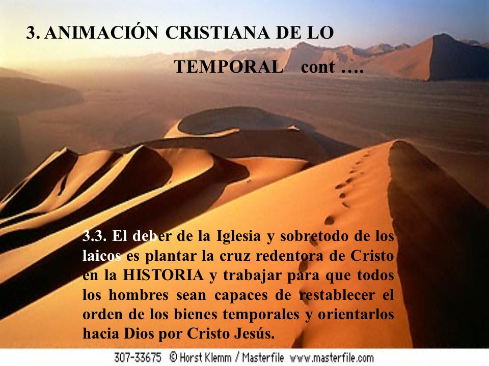 3. ANIMACIÓN CRISTIANA DE LO TEMPORAL cont ….