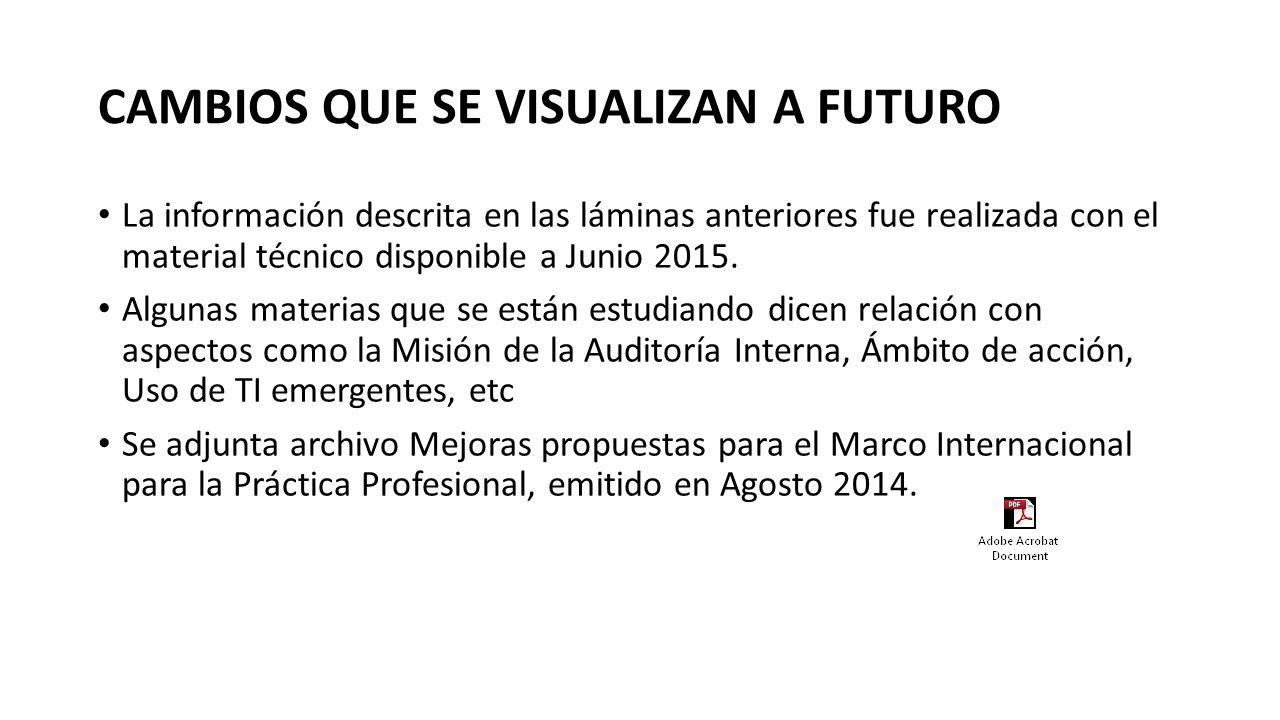 CAMBIOS QUE SE VISUALIZAN A FUTURO