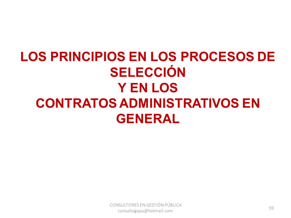 LOS PRINCIPIOS EN LOS PROCESOS DE SELECCIÓN Y EN LOS