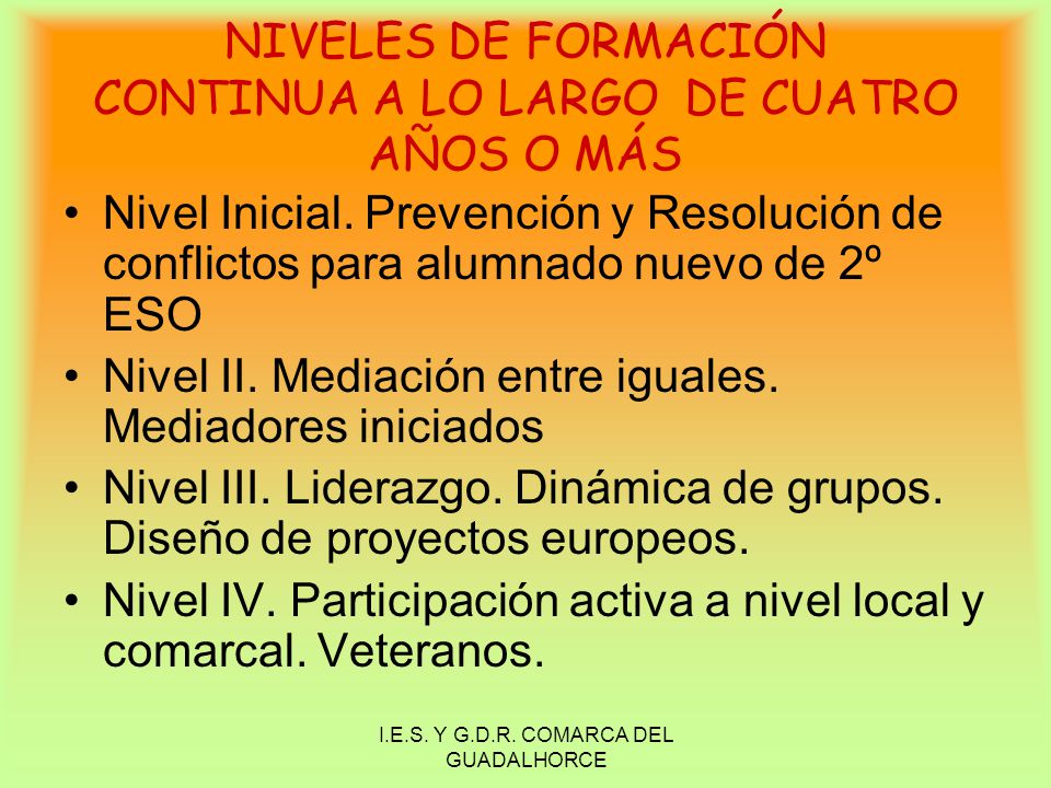 NIVELES DE FORMACIÓN CONTINUA A LO LARGO DE CUATRO AÑOS O MÁS