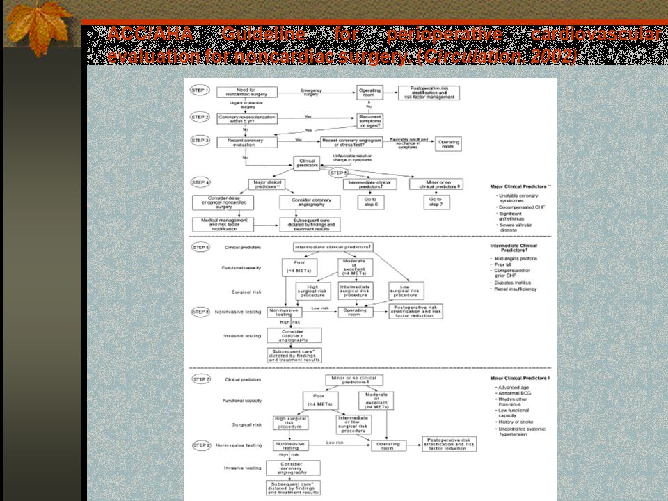 ACC/AHA Guideline for perioperative cardiovascular evaluation for noncardiac surgery.