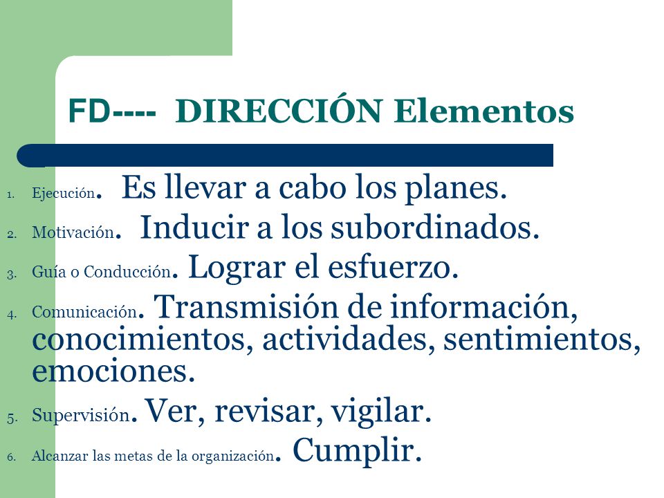 FD---- DIRECCIÓN Elementos