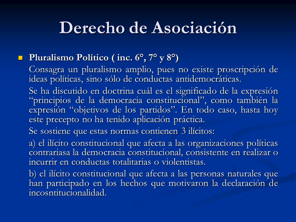 Derecho de Asociación Pluralismo Político ( inc. 6°, 7° y 8°)