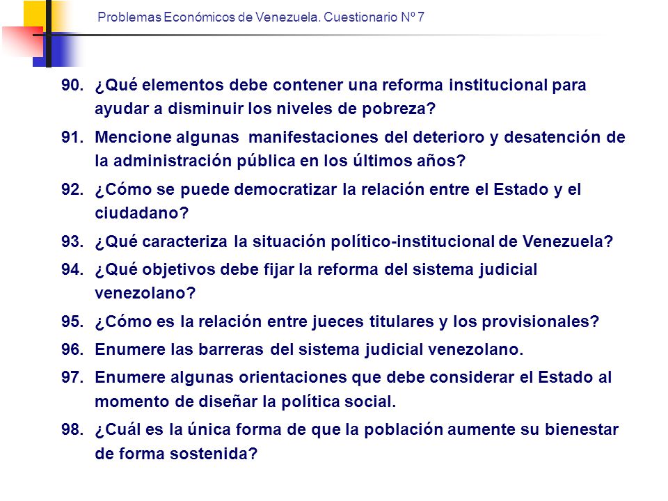 ¿Qué elementos debe contener una reforma institucional para ayudar a disminuir los niveles de pobreza