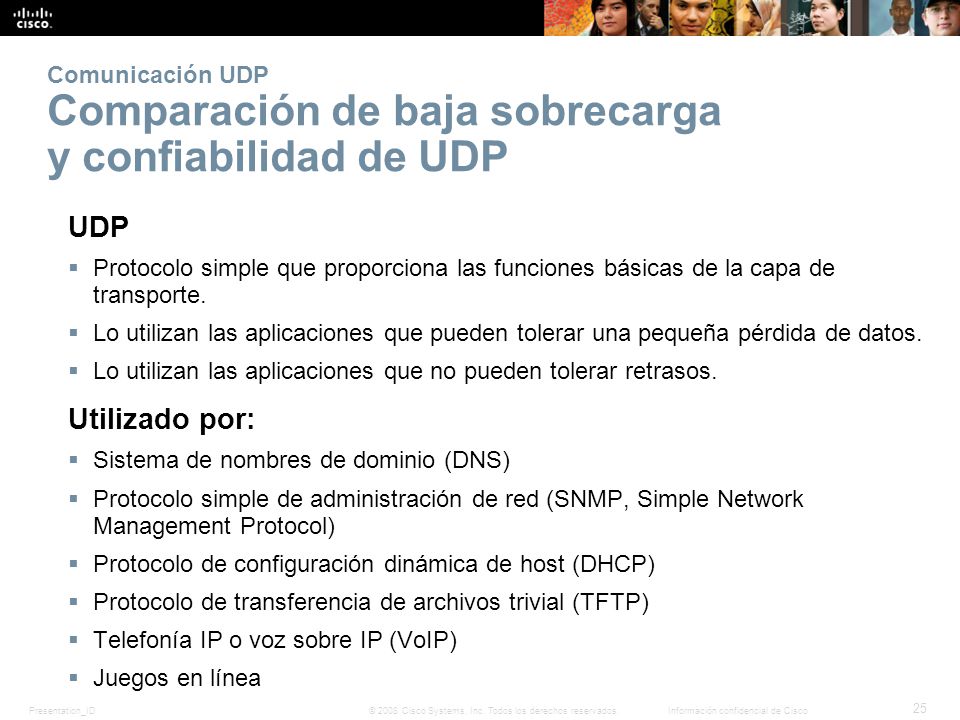 Comunicación UDP Comparación de baja sobrecarga y confiabilidad de UDP