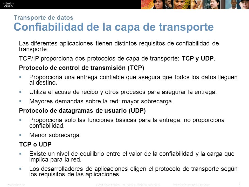 Transporte de datos Confiabilidad de la capa de transporte