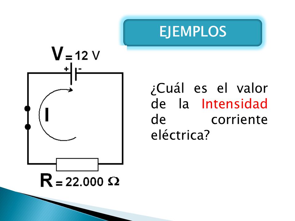EJEMPLOS ¿Cuál es el valor de la Intensidad de corriente eléctrica