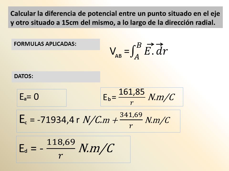 E = ,4 r N/C.m + 341,69 𝑟 N.m/C E = - 118,69 𝑟 N.m/C