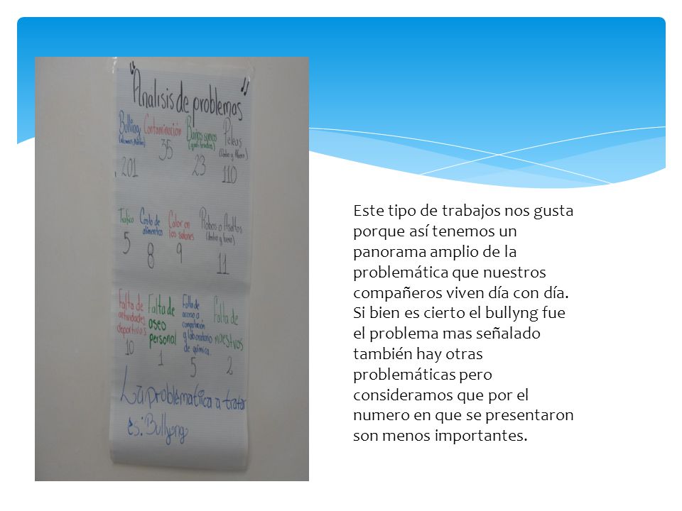 Este tipo de trabajos nos gusta porque así tenemos un panorama amplio de la problemática que nuestros compañeros viven día con día.