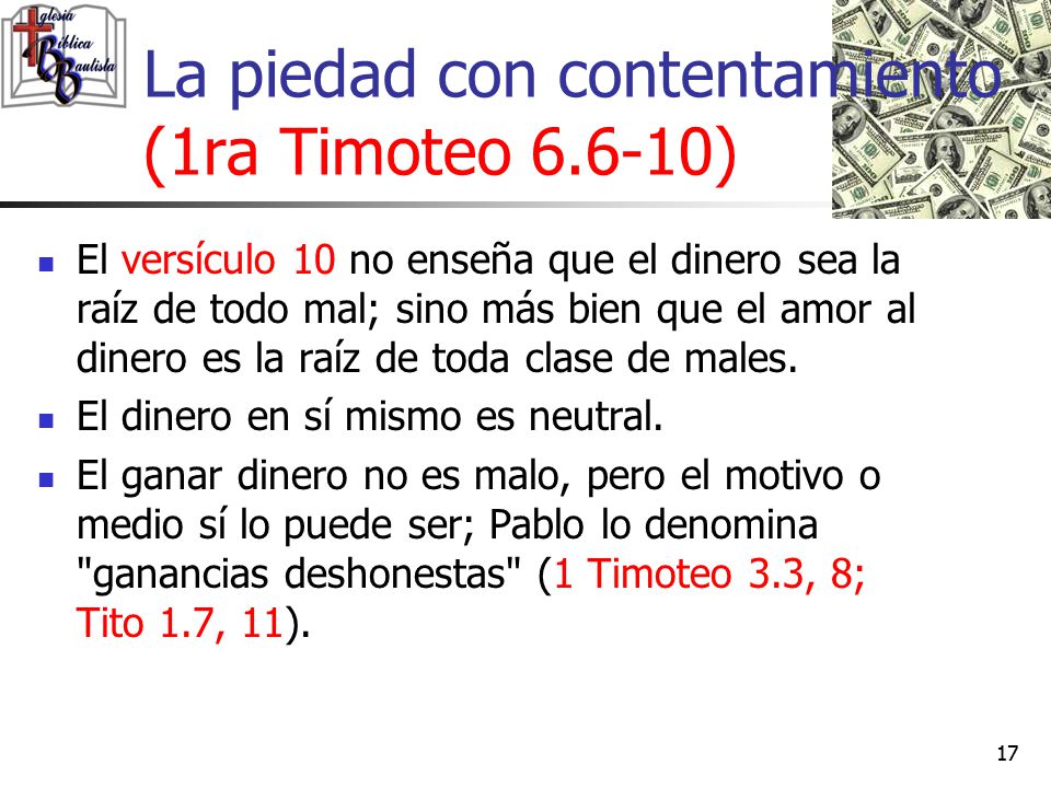La piedad con contentamiento (1ra Timoteo )