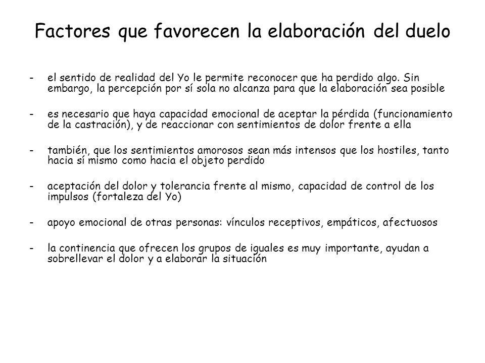 Factores que favorecen la elaboración del duelo