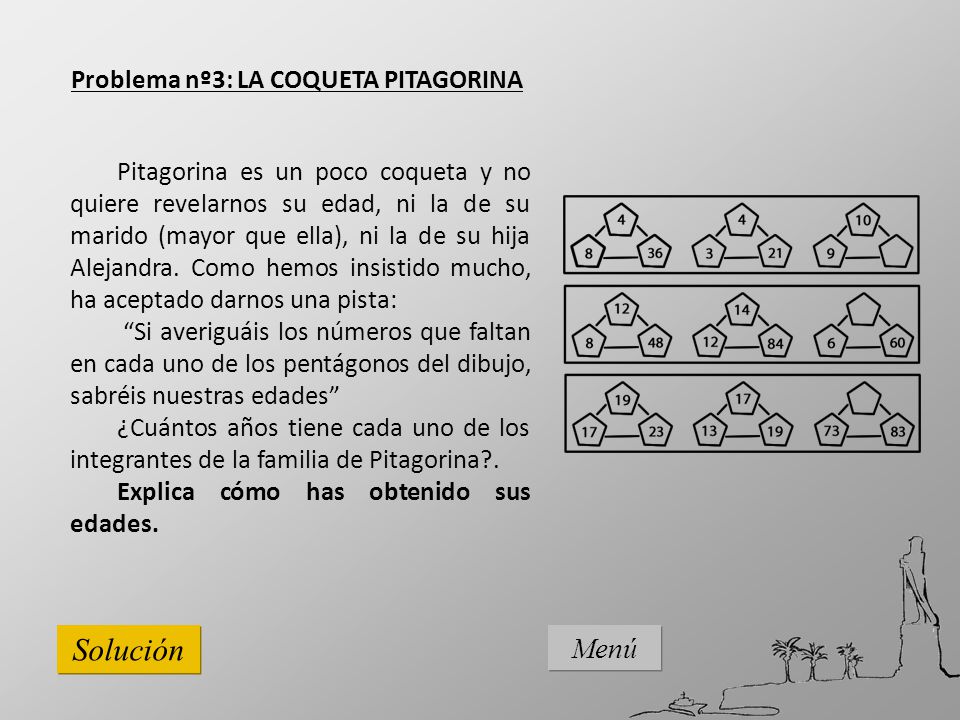 Solución Menú Problema nº3: LA COQUETA PITAGORINA