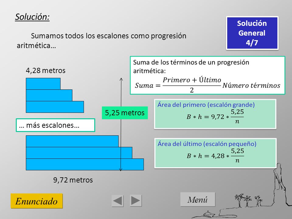 Sumamos todos los escalones como progresión aritmética…