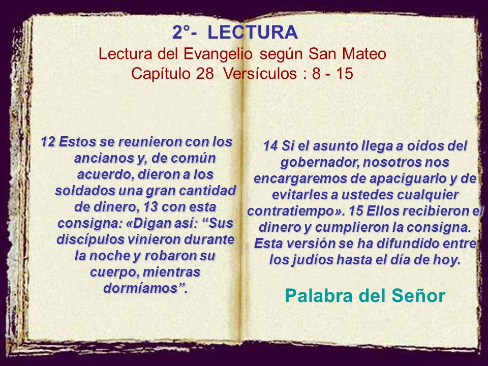 Palabra del Señor 2°- LECTURA Lectura del Evangelio según San Mateo