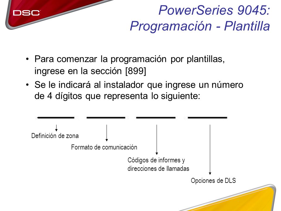 PowerSeries 9045: Programación - Plantilla