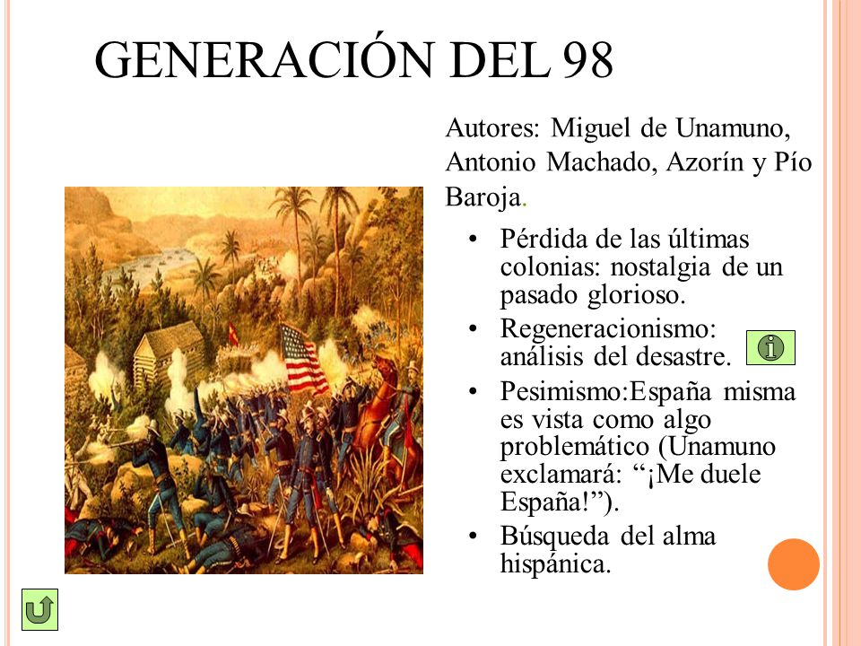 GENERACIÓN DEL 98 Autores: Miguel de Unamuno, Antonio Machado, Azorín y Pío Baroja.
