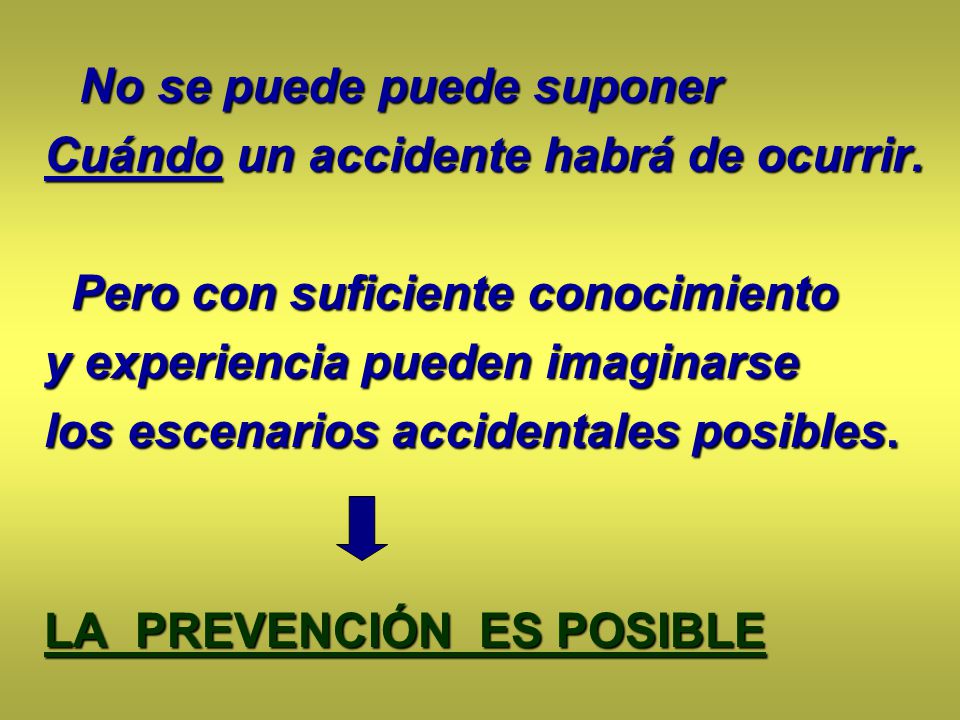 Cuándo un accidente habrá de ocurrir. Pero con suficiente conocimiento