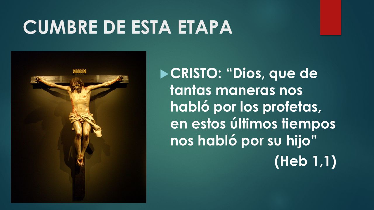 CUMBRE DE ESTA ETAPA CRISTO: Dios, que de tantas maneras nos habló por los profetas, en estos últimos tiempos nos habló por su hijo