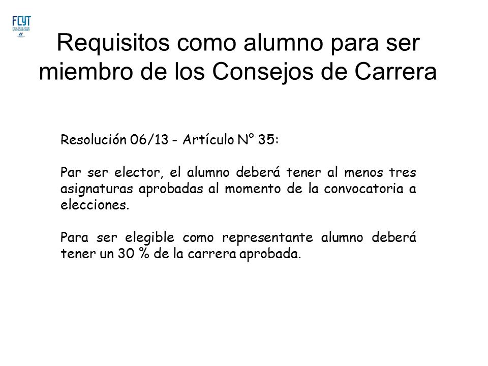 Requisitos como alumno para ser miembro de los Consejos de Carrera