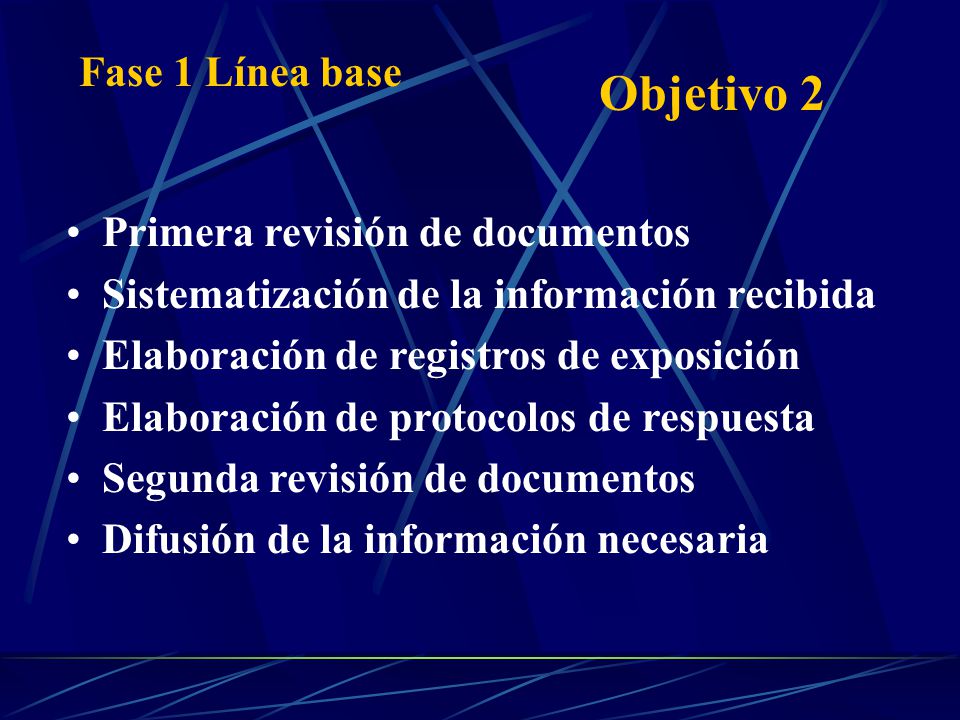 Objetivo 2 Fase 1 Línea base Primera revisión de documentos