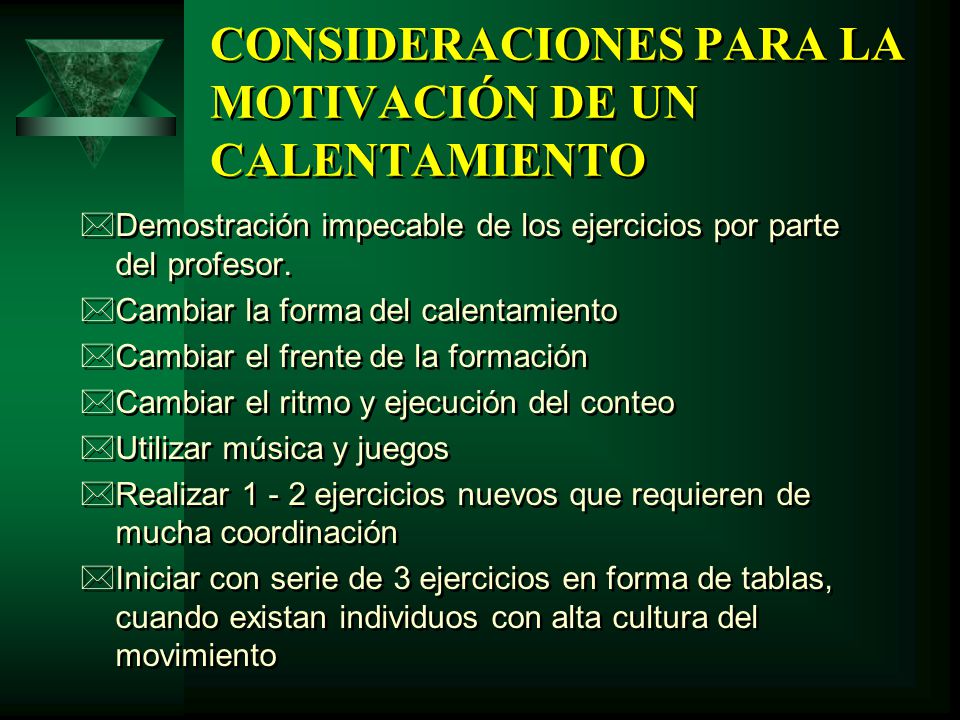 CONSIDERACIONES PARA LA MOTIVACIÓN DE UN CALENTAMIENTO