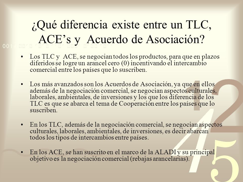 ¿Qué diferencia existe entre un TLC, ACE’s y Acuerdo de Asociación