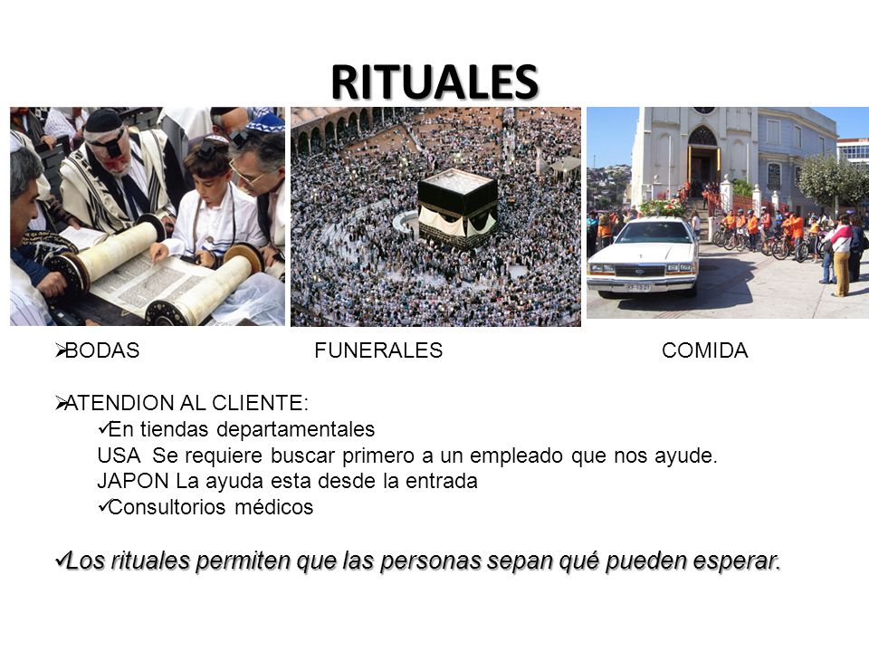 RITUALES BODAS FUNERALES COMIDA. ATENDION AL CLIENTE: En tiendas departamentales. USA Se requiere buscar primero a un empleado que nos ayude.