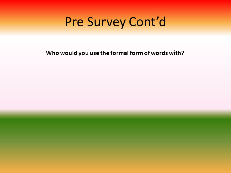 Who would you use the formal form of words with