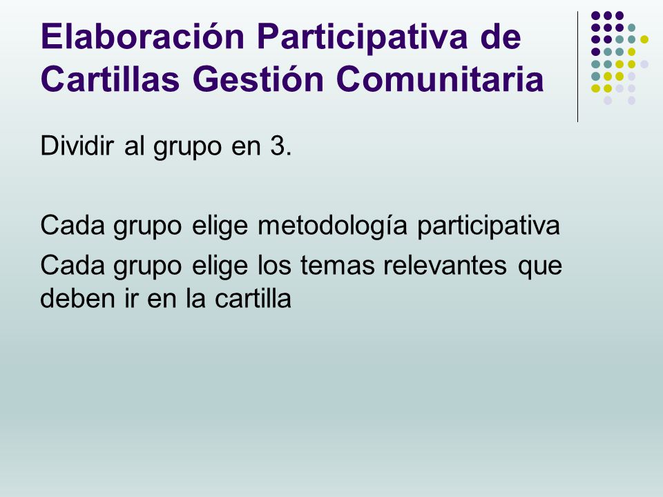 Elaboración Participativa de Cartillas Gestión Comunitaria