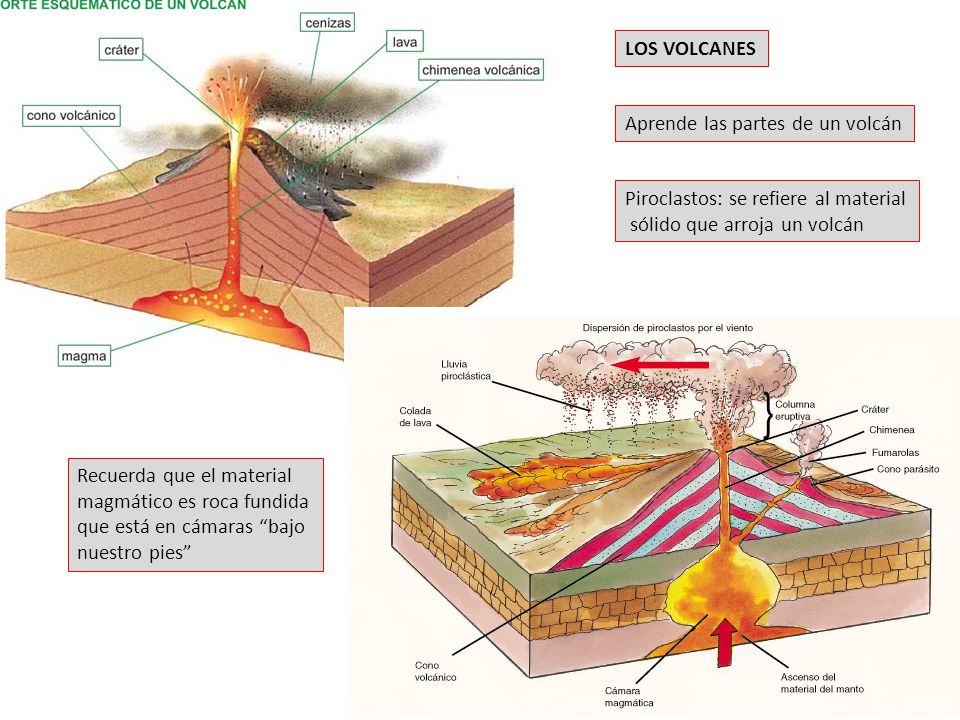 LOS VOLCANES Aprende las partes de un volcán. Placa. Placa. Placa. Piroclastos: se refiere al material.