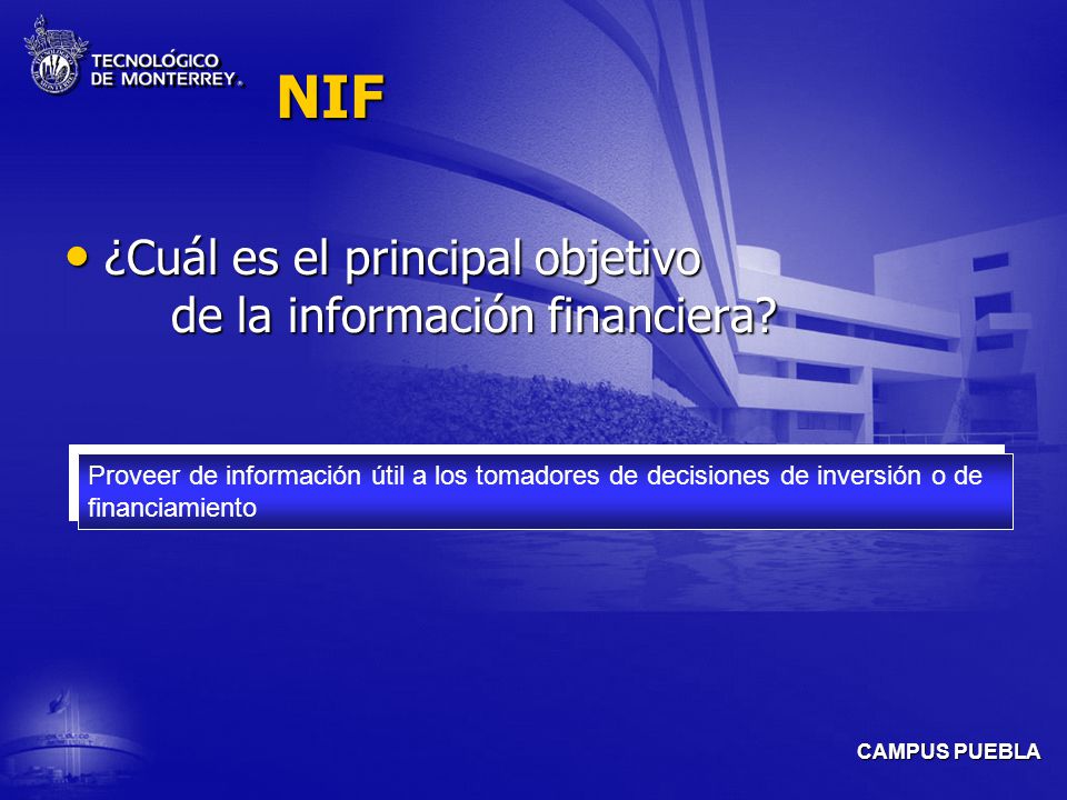 NIF ¿Cuál es el principal objetivo de la información financiera