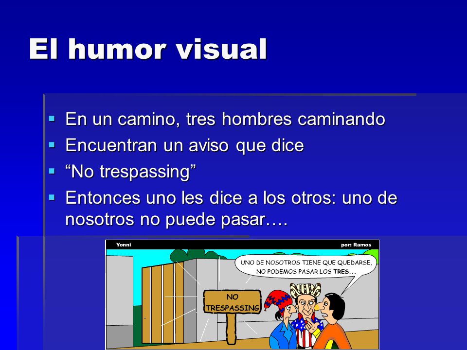El humor visual En un camino, tres hombres caminando