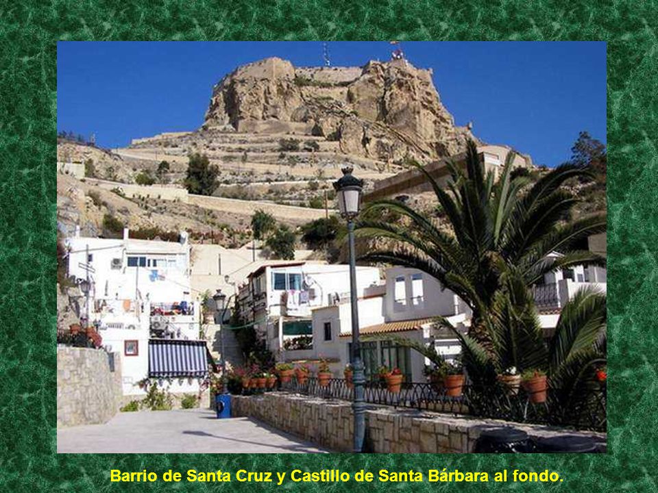 Barrio de Santa Cruz y Castillo de Santa Bárbara al fondo.