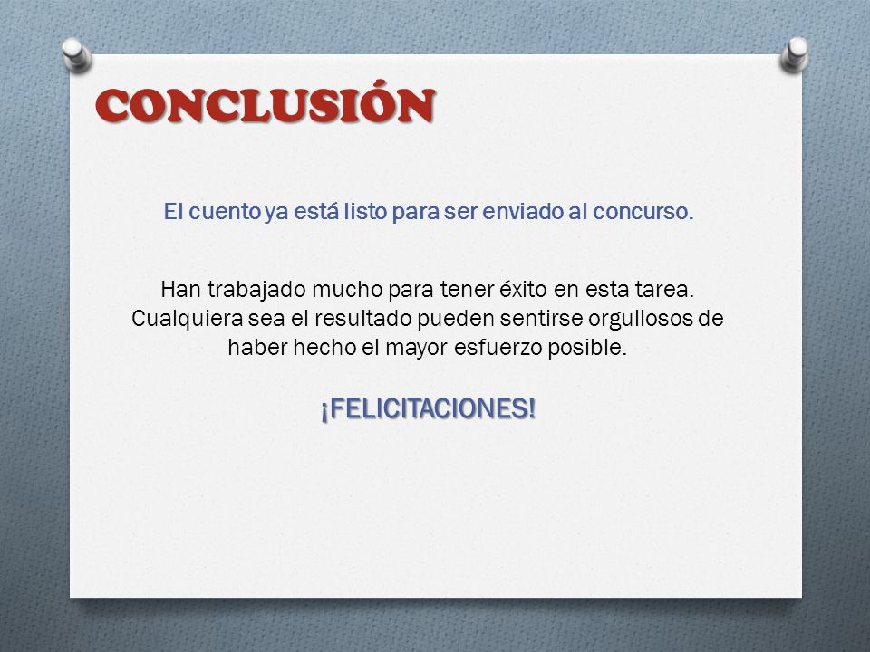 El cuento ya está listo para ser enviado al concurso.