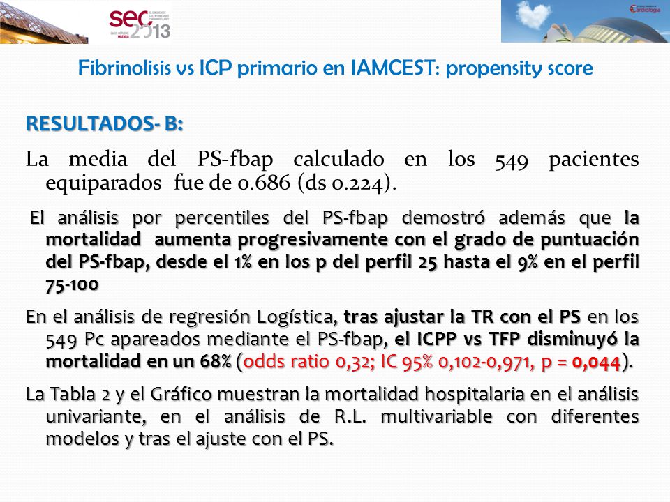 Fibrinolisis vs ICP primario en IAMCEST: propensity score