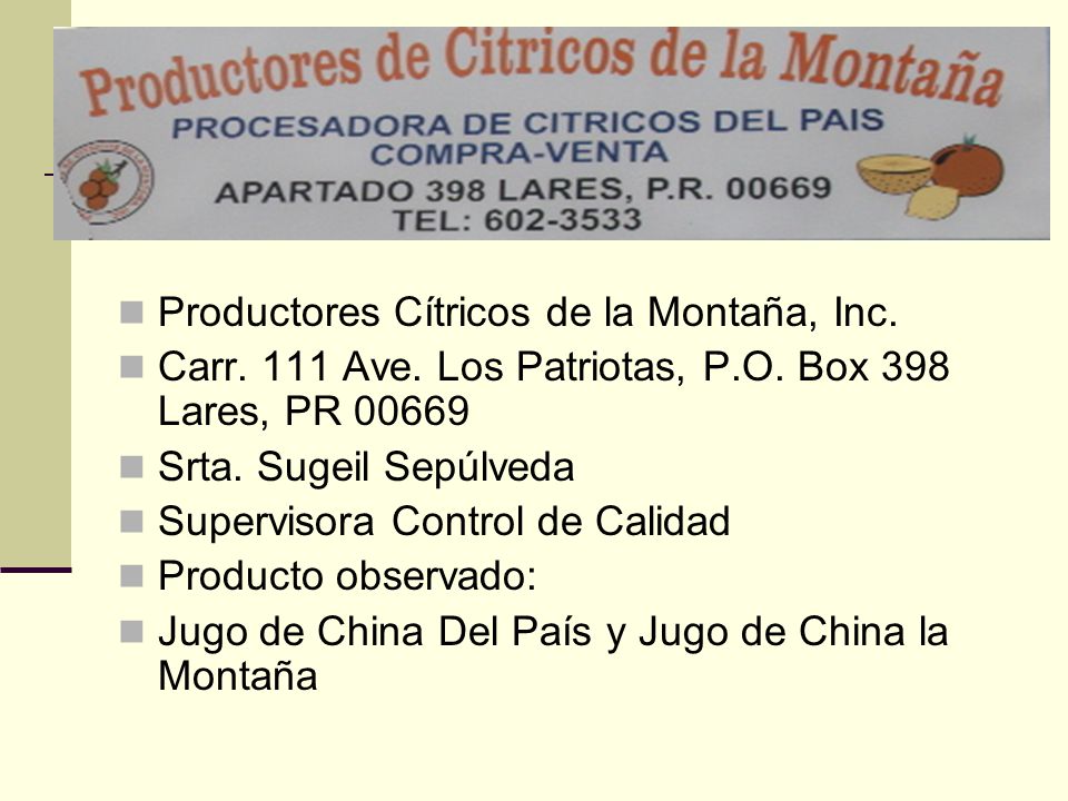 Productores Cítricos de la Montaña, Inc.