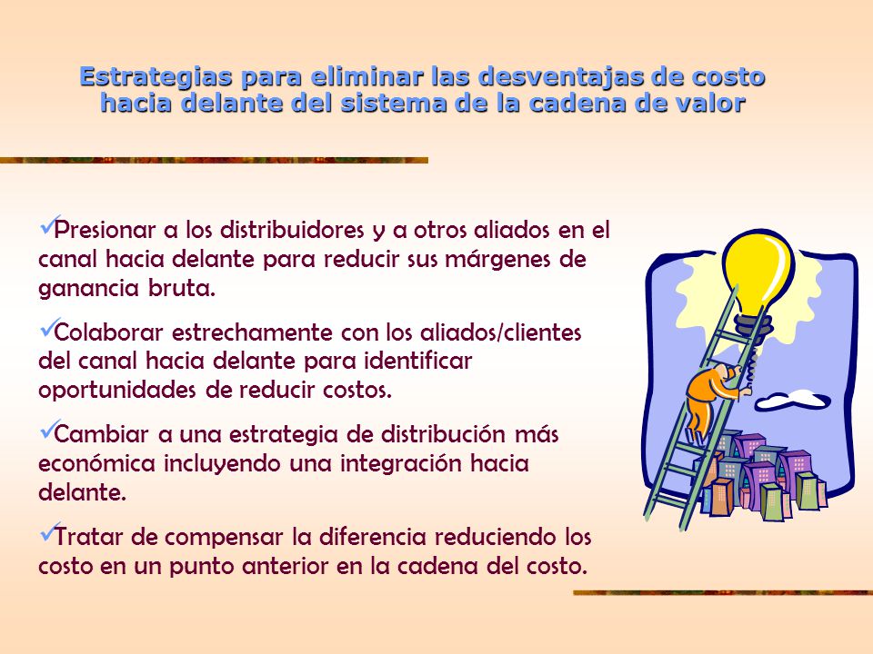 Estrategias para eliminar las desventajas de costo hacia delante del sistema de la cadena de valor