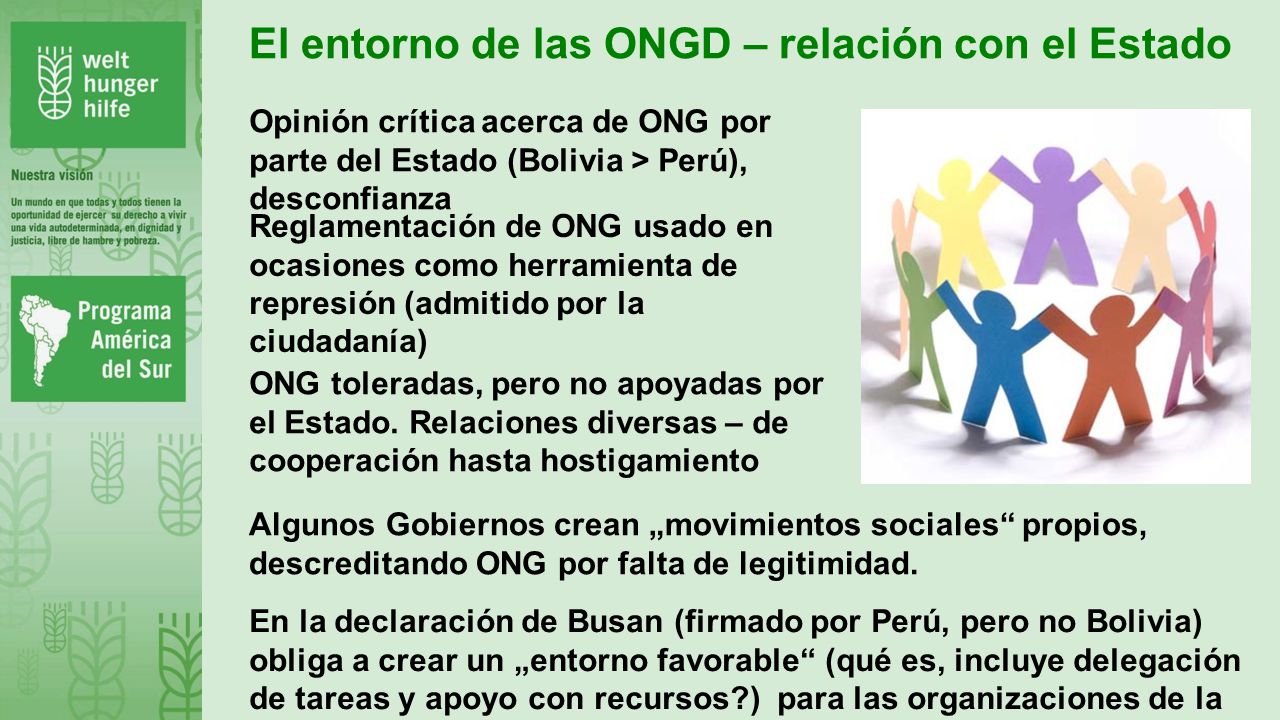 El entorno de las ONGD – relación con el Estado