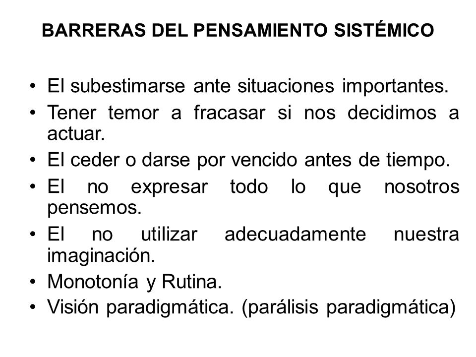 BARRERAS DEL PENSAMIENTO SISTÉMICO