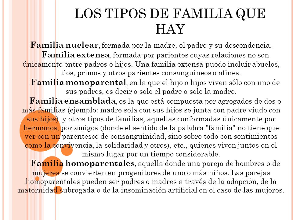 LOS TIPOS DE FAMILIA QUE HAY
