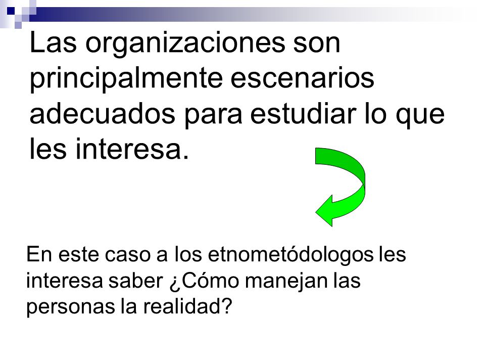 Las organizaciones son principalmente escenarios adecuados para estudiar lo que les interesa.