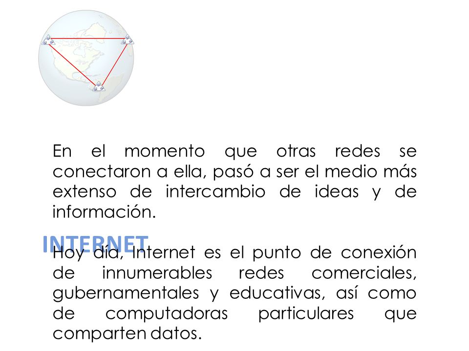 En el momento que otras redes se conectaron a ella, pasó a ser el medio más extenso de intercambio de ideas y de información.