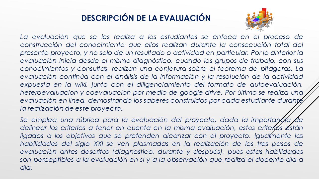 Descripción de la evaluación