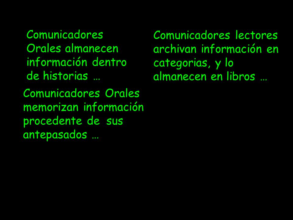 Comunicadores Orales almanecen información dentro de historias …