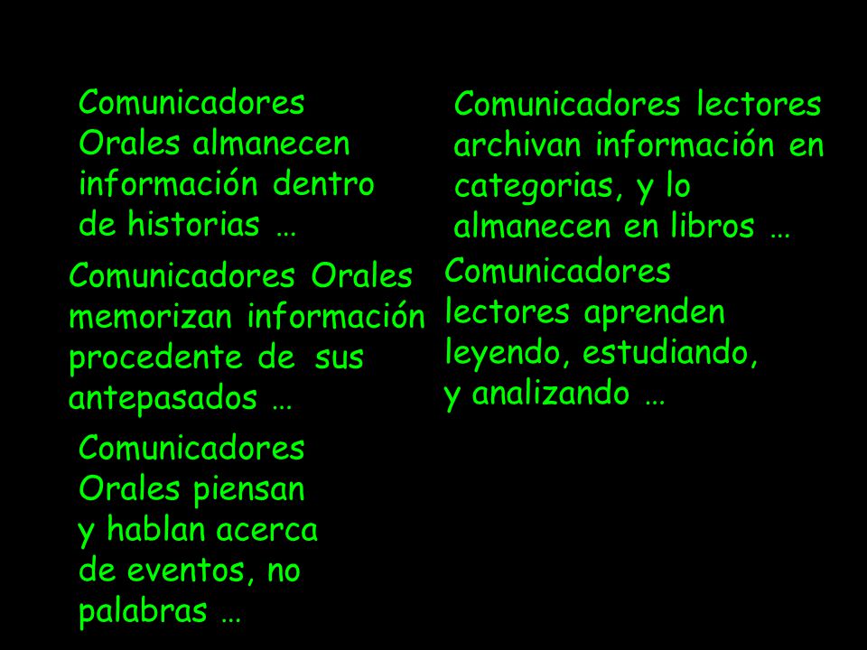 Comunicadores Orales almanecen información dentro de historias …