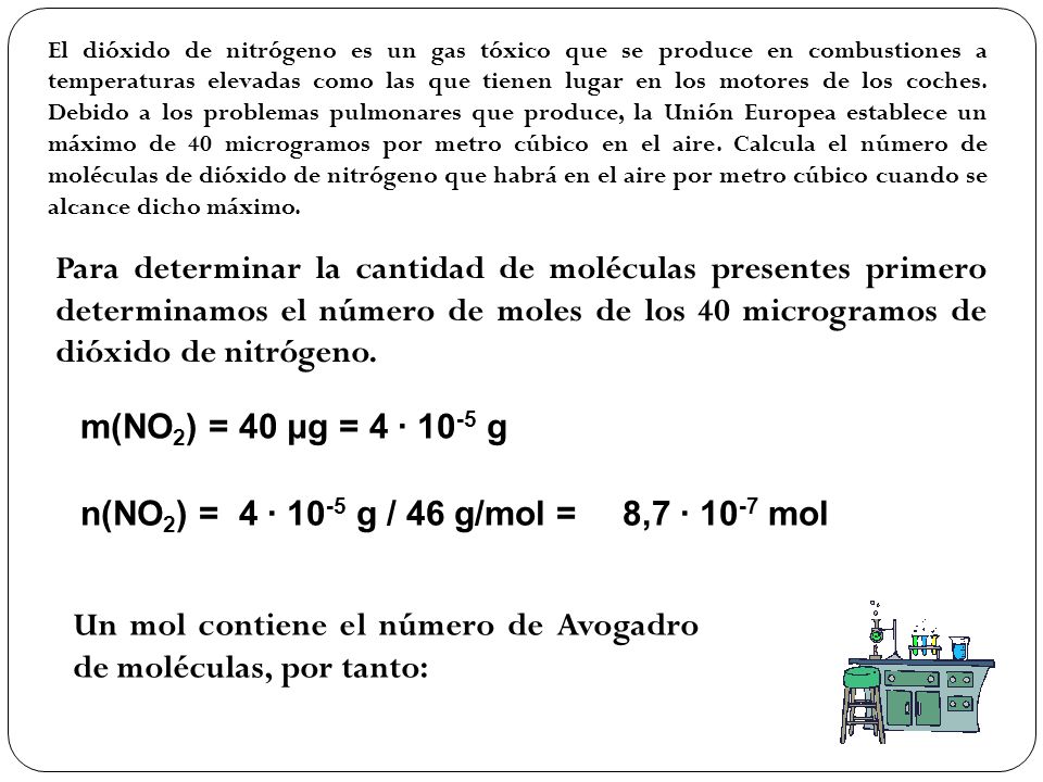 Un mol contiene el número de Avogadro de moléculas, por tanto: