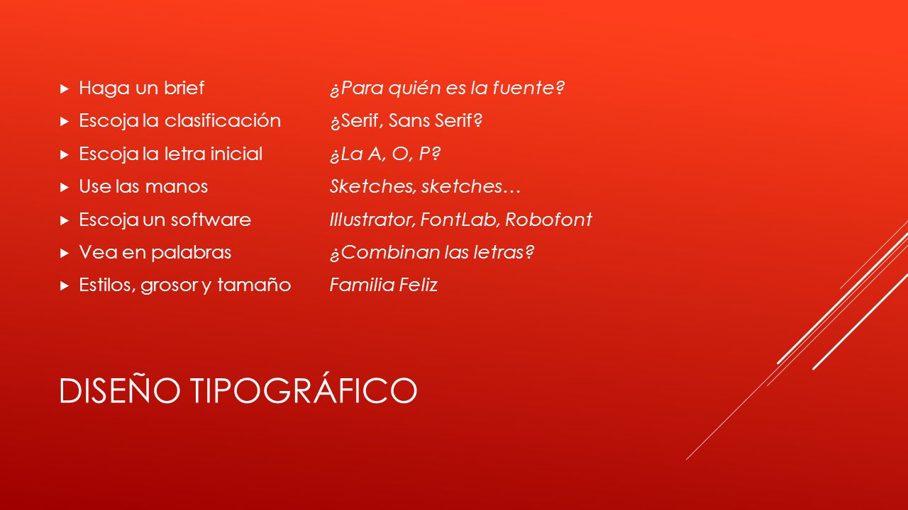 Diseño Tipográfico Haga un brief ¿Para quién es la fuente