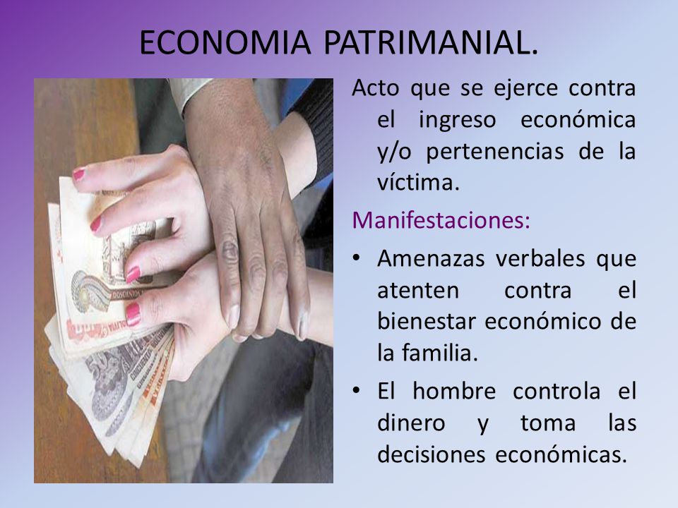 ECONOMIA PATRIMANIAL. Acto que se ejerce contra el ingreso económica y/o pertenencias de la víctima.